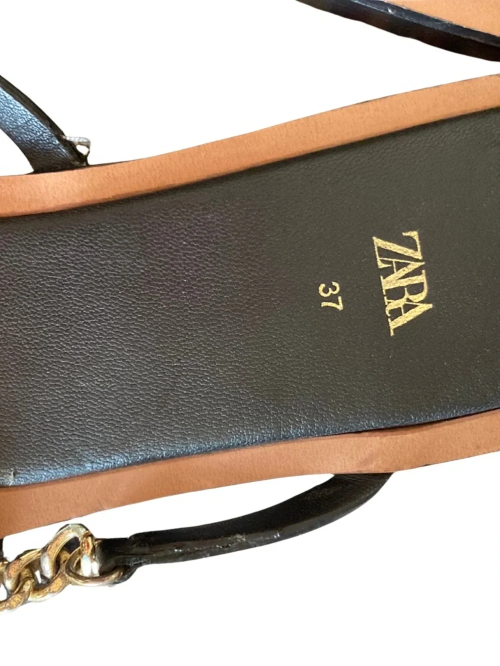 SOLD - Zara Flat Thong Chain Slip-On Sandals Size 37 - Picture 5 of 9